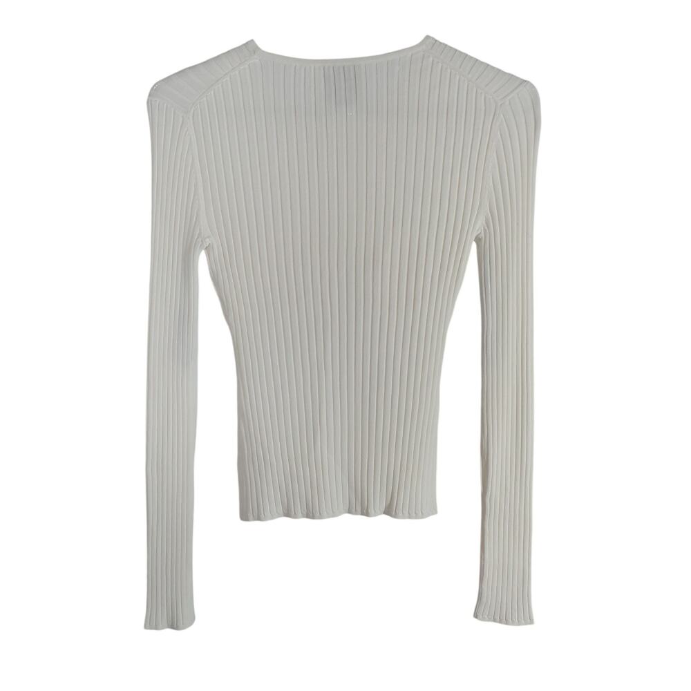 Aknvas Ribbed White Faye Top Size XS - Picture 3 of 5